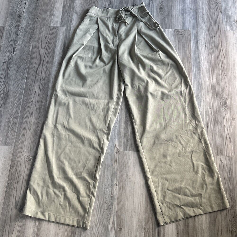 Solado Side Leg Chino Pants Light Sage Green with Tie Waist And Elastic Back XS